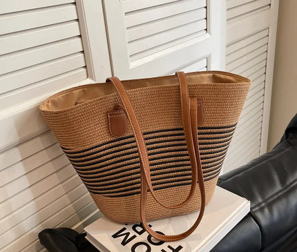 Sac Panier Paille Femme Rayé