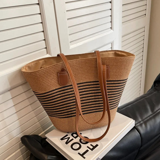 Sac Panier Paille Femme Rayé