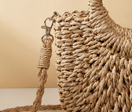 Sac Panier Paille Tressé Demi-Lune