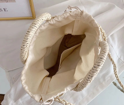 Sac Panier Paille Tressé Marguerites Bohème