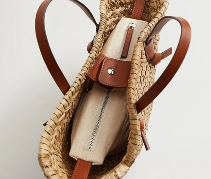 Sac Panier Paille Tressé Seau