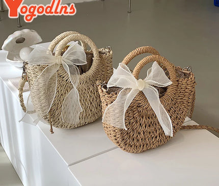Sac Panier Rond Ruban Élégant