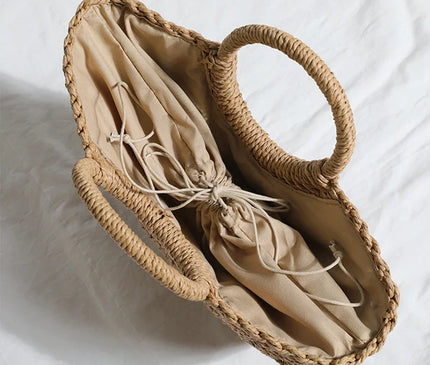 Sac Panier Paille Anses Tressées Bohème