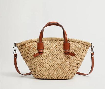 Sac Panier Paille Tressé Seau