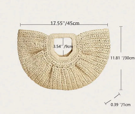 Sac Panier Paille Forme Arc Poignée Découpée