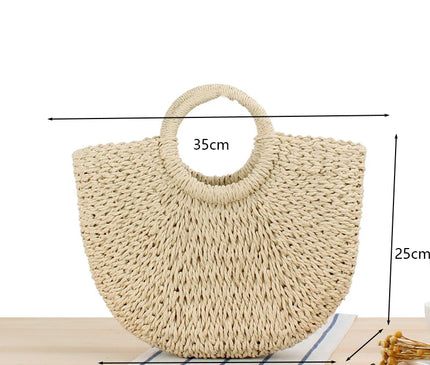 Sac Panier Paille Tressé Anse Circulaire