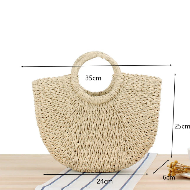 Sac Panier Paille Tressé Anse Circulaire