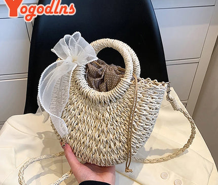 Sac Panier Paille Nœud Bohème Tressé