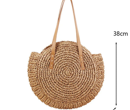Sac Panier Paille Rond Bohème Zippé